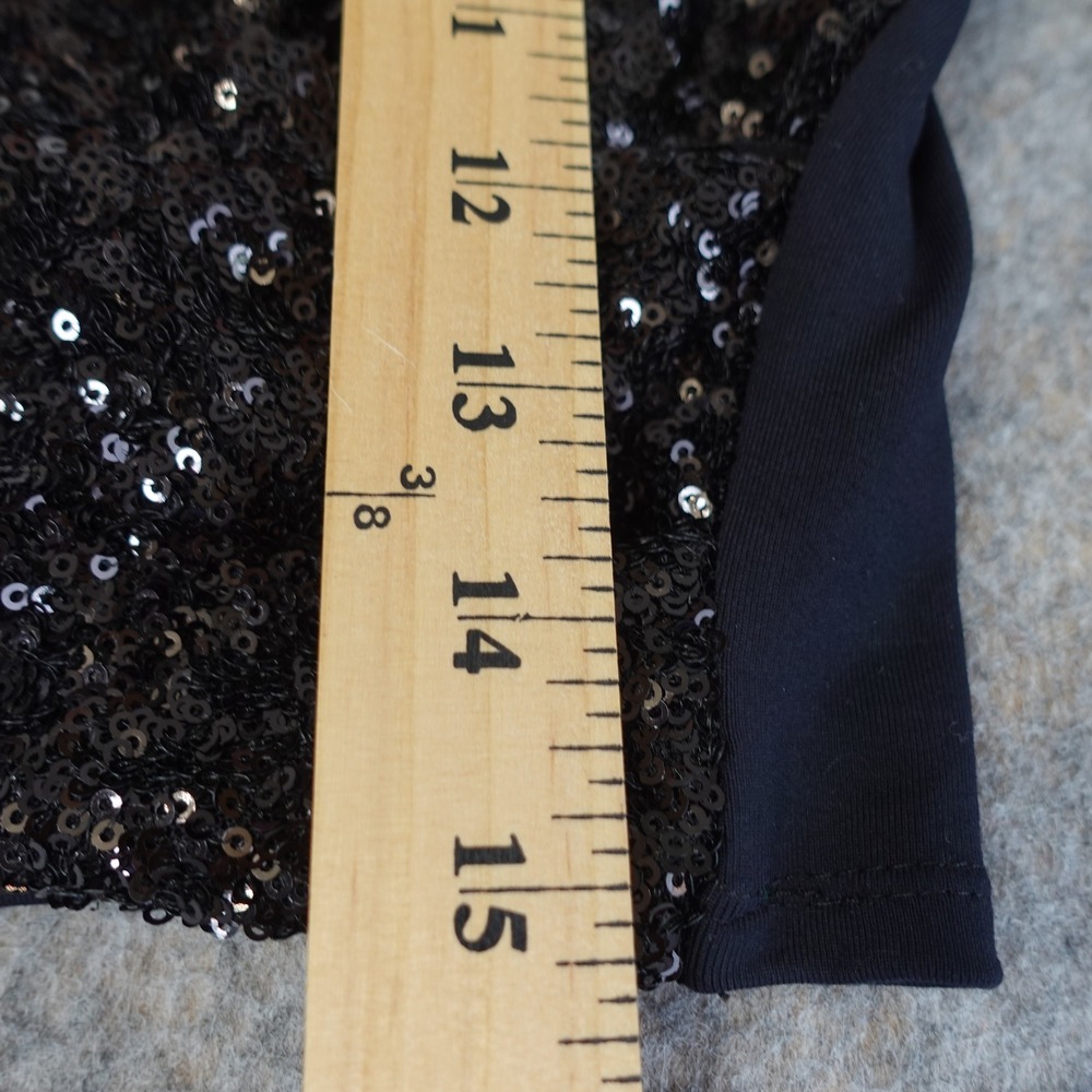 Bebe Crop Top Womens M Black Sequin Wrap V Neck Stretch Disco Glam Party NWT - Picture 6 of 10